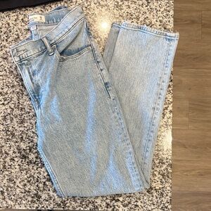 Abercrombie Women's 90’s Straight Ultra High Rise Jeans in Light Blue